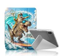DISUOFEART for iPad 10th Generation Case, Poseidon Surf Adventure | Stylish Clear Protective Cover with Pencil Holder, Multi-Angle Folding Y-Shaped Stand & Auto Sleep/Wake Function