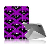 DISUOFEART for iPad 10th Generation Case, Purple Background with Bats Slim Stylish Clear Protective Cover with Pencil Holder, Multi-Angle Folding Y-Shaped Stand & Auto Sleep/Wake Function