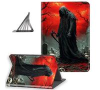 DISUOFEART for iPad 9th/ 8th/ 7th Generation 10.2 Inch (2021/2020/2019 Release) Case, Slim Lightweight Stand Cover with Auto Sleep/Wake, Red Sky Skeleton in Graveyard