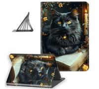 DISUOFEART for iPad 9th/ 8th/ 7th Generation 10.2 Inch (2021/2020/2019 Release) Case, Slim Lightweight Stand Cover with Auto Sleep/Wake, Black Cat on Open Book by Candlelight
