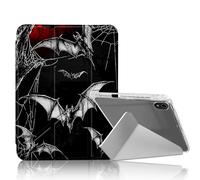 DISUOFEART for iPad A16 (11th Generation) Case, Bats Flying by Spider Webs Slim Stylish Clear Protective Cover with Pencil Holder, Multi-Angle Folding Y-Shaped Stand & Auto Sleep/Wake Function