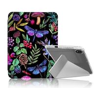 DISUOFEART for iPad A16 (11th Generation) Case, Forest Flora Fauna Slim Stylish Clear Protective Cover with Pencil Holder, Multi-Angle Folding Y-Shaped Stand & Auto Sleep/Wake Function