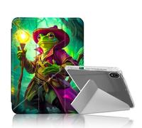 DISUOFEART for iPad A16 (11th Generation) Case, Frog Wizard in Enchanted Forest Slim Stylish Clear Protective Cover with Pencil Holder, Multi-Angle Folding Y-Shaped Stand & Auto Sleep/Wake Function