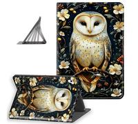 DISUOFEART for iPad A16 Case/iPad 10th Generation Case（2025/2022, Slim Lightweight Stand Cover with Auto Sleep/Wake, Barn Owl White Flower Golden Vine