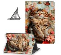DISUOFEART for iPad A16 Case/iPad 10th Generation Case（2025/2022, Slim Lightweight Stand Cover with Auto Sleep/Wake, Sleeping Kitten Butterfly Flower
