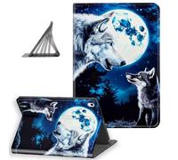 DISUOFEART for iPad Air 11 Inch Case 2025/2024, Slim Lightweight Stand Cover with Auto Sleep/Wake, Two Wolves Howling at The Moon