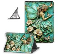 DISUOFEART for iPad Air 11 Inch Case 2026/2025/ 2024, Slim Lightweight Stand Cover with Auto Sleep/Wake, Green Fairy Butterflies Roses