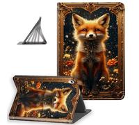 DISUOFEART for iPad Air 11 Inch Case 2026/2025/ 2024, Slim Lightweight Stand Cover with Auto Sleep/Wake, Red Fox Golden Frame