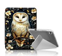 DISUOFEART for iPad Air 13 inch Case 2024, Barn Owl White Flower Golden Vine Stylish Clear Protective Cover with Pencil Holder, Multi-Angle Folding Y-Shaped Stand & Auto Sleep/Wake Function