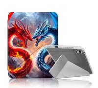 DISUOFEART for iPad Air 13 inch Case 2024, Two Dragons Fighting Slim Stylish Clear Protective Cover with Pencil Holder, Multi-Angle Folding Y-Shaped Stand & Auto Sleep/Wake Function