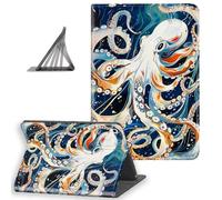 DISUOFEART for iPad Air 13 Inch Case 2025/2024, Slim Lightweight Stand Cover with Auto Sleep/Wake, White Octopus in The Ocean