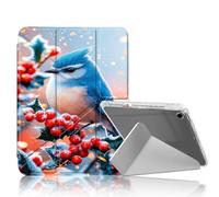 DISUOFEART for iPad Air 3rd Generation/iPad Pro 10.5 Inch Case, Blue Bird Holly Snow Berry Clear Case with Pencil Holder, Y-Shaped Stand & Auto Sleep/Wake Protective Cover