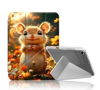 DISUOFEART for iPad Air 3rd Generation/iPad Pro 10.5 Inch Case, Cute Squirrel in Flower Field Clear Case with Pencil Holder, Y-Shaped Stand & Auto Sleep/Wake Protective Cover