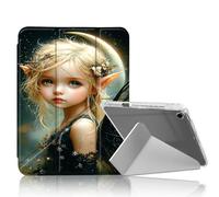 DISUOFEART for iPad Air 3rd Generation/iPad Pro 10.5 Inch Case, Dark Elf Crescent Moon Clear Case with Pencil Holder, Y-Shaped Stand & Auto Sleep/Wake Protective Cover