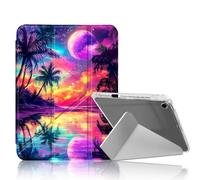 DISUOFEART for iPad Air 3rd Generation/iPad Pro 10.5 Inch Case, Moonlit Tropical Shore Slim Clear Case with Pencil Holder, Y-Shaped Stand & Auto Sleep/Wake Protective Cover