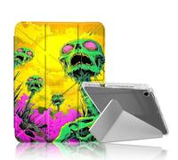 DISUOFEART for iPad Air 3rd Generation/iPad Pro 10.5 Inch Case, Neon Green Zombie Toxic Horde Clear Case with Pencil Holder, Y-Shaped Stand & Auto Sleep/Wake Protective Cover