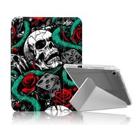 DISUOFEART for iPad Air 3rd Generation/iPad Pro 10.5 Inch Case, Skulls with Green Snakes Slim Clear Case with Pencil Holder, Y-Shaped Stand & Auto Sleep/Wake Protective Cover