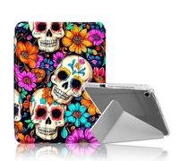 DISUOFEART for iPad Air 3rd Generation/iPad Pro 10.5 Inch Case, Sugar Skulls Colorful Flower Slim Clear Case with Pencil Holder, Y-Shaped Stand & Auto Sleep/Wake Protective Cover