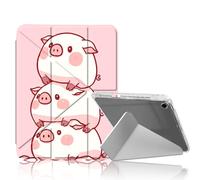 DISUOFEART for iPad Air 3rd Generation/iPad Pro 10.5 Inch Case, White Pig Stacked Together Slim Clear Case with Pencil Holder, Y-Shaped Stand & Auto Sleep/Wake Protective Cover