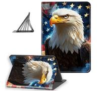 DISUOFEART for iPad Air 6th/ 5th/ 4th Generation Case, Slim Lightweight Stand Cover with Auto Sleep/Wake, Bald Eagle American Flag Background