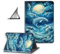 DISUOFEART for iPad Air 6th/ 5th/ 4th Generation Case, Slim Lightweight Stand Cover with Auto Sleep/Wake, Dolphin Jumping in Moonlit Waves
