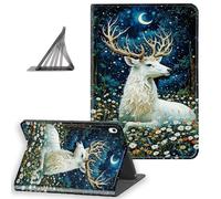 DISUOFEART for iPad Air 6th/ 5th/ 4th Generation Case, Slim Lightweight Stand Cover with Auto Sleep/Wake, White Stag in Magical Moon Forest