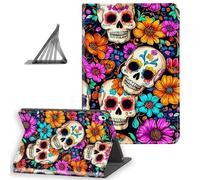DISUOFEART for iPad Air 6th/ 5th/ 4th Generation Case, Slim Lightweight Stand Cover with Auto Sleep/Wake, Sugar Skulls Colorful Flower