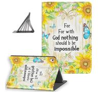 DISUOFEART for iPad Air 6th/ 5th/ 4th Generation Case, Slim Lightweight Stand Cover with Auto Sleep/Wake, Sunflower Butterfly Faith