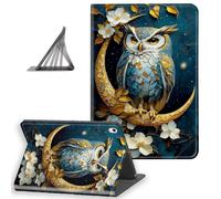 DISUOFEART for iPad Air 6th/ 5th/ 4th Generation Case, Slim Lightweight Stand Cover with Auto Sleep/Wake, Owl on Golden Crescent Moon