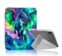 DISUOFEART for iPad mini 7 A17 Pro 2024/ iPad mini 6 2021 Case, Aurora Dragon Slim Clear Case with Pencil Holder, Y-Shaped Stand & Auto Sleep/Wake Protective Cover