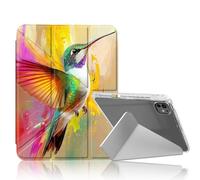 DISUOFEART for iPad Pro 11 inch Case 2024, Hummingbird in Flight Slim Stylish Clear Protective Cover with Pencil Holder, Multi-Angle Folding Y-Shaped Stand & Auto Sleep/Wake Function