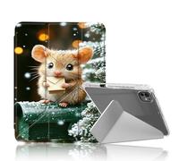 DISUOFEART for iPad Pro 11 inch Case 2024, Mouse Mailbox Letter Stylish Clear Protective Cover with Pencil Holder, Multi-Angle Folding Y-Shaped Stand & Auto Sleep/Wake Function