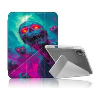 DISUOFEART for iPad Pro 11 inch Case 2024, Neon Zombie Horde Wall Decor Stylish Clear Protective Cover with Pencil Holder, Multi-Angle Folding Y-Shaped Stand & Auto Sleep/Wake Function