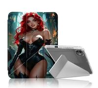 DISUOFEART for iPad Pro 11 inch Case 2024, Red-haired Vampire Woman Stylish Clear Protective Cover with Pencil Holder, Multi-Angle Folding Y-Shaped Stand & Auto Sleep/Wake Function