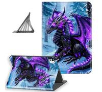 DISUOFEART for iPad Pro 11 Inch Case 2024, Slim Lightweight Stand Cover with Auto Sleep/Wake, Black Dragon Purple Highlights