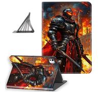 DISUOFEART for iPad Pro 11 Inch Case 2024, Slim Lightweight Stand Cover with Auto Sleep/Wake, Black Knight with Flaming Helmet