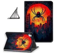 DISUOFEART for iPad Pro 11 Inch Case 2024, Slim Lightweight Stand Cover with Auto Sleep/Wake, Black Spider with City Sunset