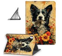 DISUOFEART for iPad Pro 11 Inch Case 2024, Slim Lightweight Stand Cover with Auto Sleep/Wake, Border Collie Wildflower Field