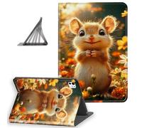 DISUOFEART for iPad Pro 11 Inch Case 2024, Slim Lightweight Stand Cover with Auto Sleep/Wake, Cute Squirrel in Flower Field