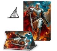 DISUOFEART for iPad Pro 11 Inch Case 2024, Slim Lightweight Stand Cover with Auto Sleep/Wake, Silver Knight in Fiery Sky