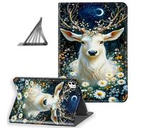 DISUOFEART for iPad Pro 11 Inch Case 2024, Slim Lightweight Stand Cover with Auto Sleep/Wake, White Stag Starry Floral Night