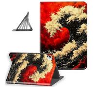 DISUOFEART for iPad Pro 11 Inch Case 2025, Slim Lightweight Stand Cover with Auto Sleep/Wake, Red Wave in Fiery Sky