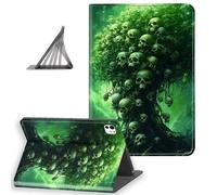 DISUOFEART for iPad Pro 11 Inch Case 2025, Slim Lightweight Stand Cover with Auto Sleep/Wake, Skull Tree Eerie Green Glow