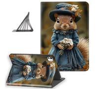 DISUOFEART for iPad Pro 11 Inch Case 2025, Slim Lightweight Stand Cover with Auto Sleep/Wake, Squirrel Dress Flower Bouquet