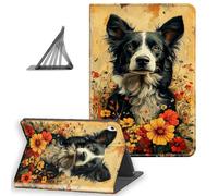 DISUOFEART for iPad Pro 12.9 Inch 6th/ 5th/ 4th (2022/2021/2020) Generation Case, Slim Lightweight Stand Cover with Auto Sleep/Wake, Border Collie Wildflower Field