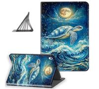 DISUOFEART for iPad Pro 12.9 Inch 6th/ 5th/ 4th (2022/2021/2020) Generation Case, Slim Lightweight Stand Cover with Auto Sleep/Wake, Sea Turtle Swimming in Moonlit Waves