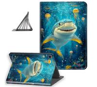 DISUOFEART for iPad Pro 12.9 Inch 6th/ 5th/ 4th (2022/2021/2020) Generation Case, Slim Lightweight Stand Cover with Auto Sleep/Wake, Smiling Shark with Jellyfish
