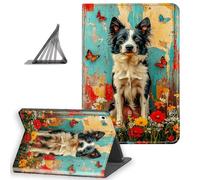 DISUOFEART for iPad Pro 12.9 Inch 6th/ 5th/ 4th (2022/2021/2020) Generation Case, Slim Lightweight Stand Cover with Auto Sleep/Wake, Border Collie Butterfly Floral