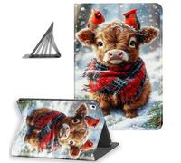 DISUOFEART for iPad Pro 12.9 Inch 6th/ 5th/ 4th (2022/2021/2020) Generation Case, Slim Lightweight Stand Cover with Auto Sleep/Wake, Highland Cow Cardinal Snow Scene