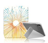 DISUOFEART for iPad Pro 13 inch Case 2024, Rays Emanating from The Sun Slim Stylish Clear Protective Cover with Pencil Holder, Multi-Angle Folding Y-Shaped Stand & Auto Sleep/Wake Function